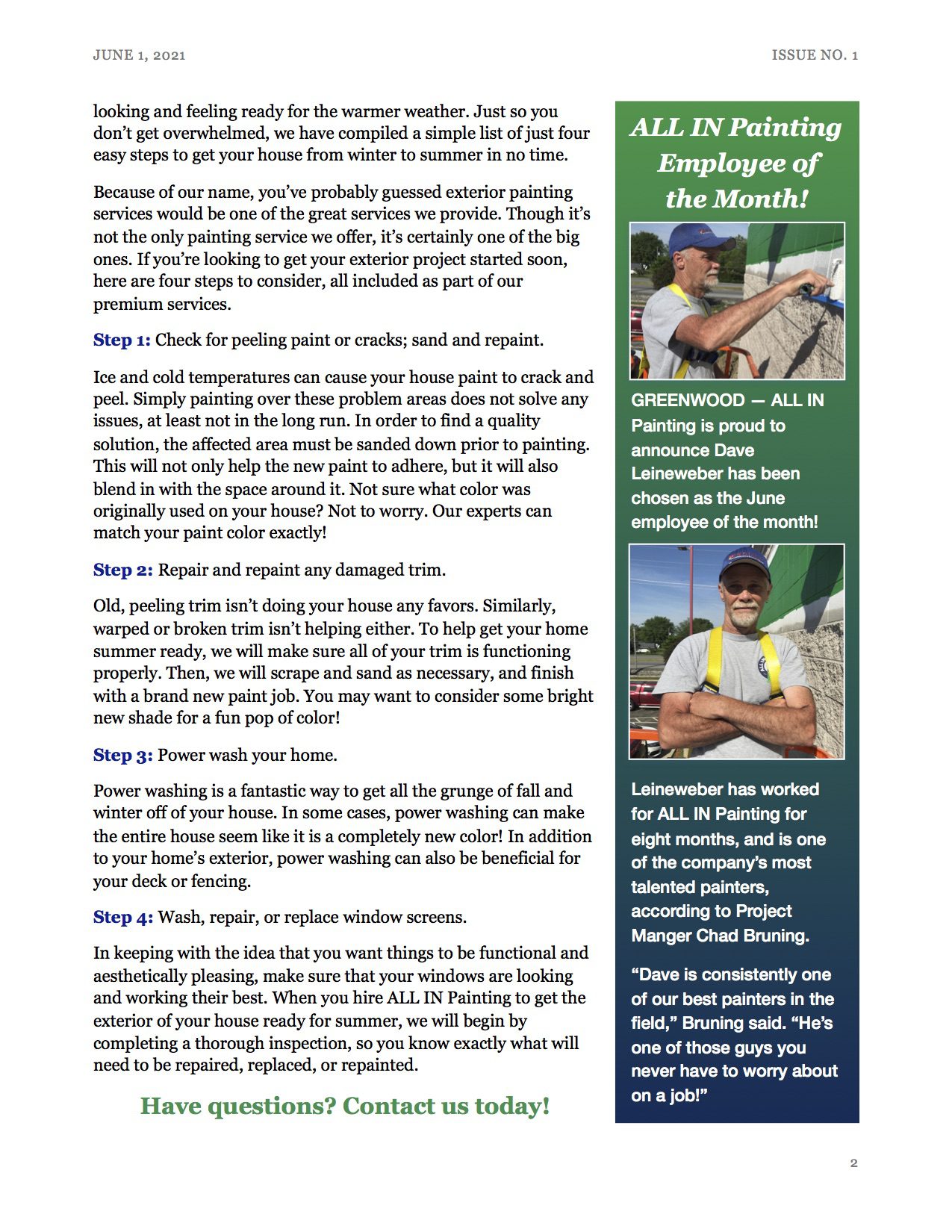 ALL IN Newsletter, June 2021, page 2